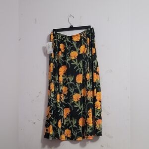 Floral Black and Orange Women's Skirt